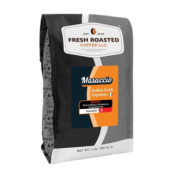 Fresh Roasted Coffee, Masaccio Italian Craft Coffee, Dark Roast, Drip Ground, 32 oz 2 lbs