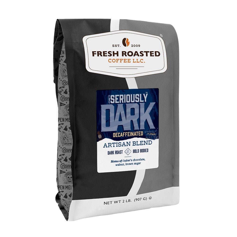 Fresh Roasted Coffee, Seriously Dark Decaf Coffee, Dark Roast, Drip Ground, 32 oz 2 lbs