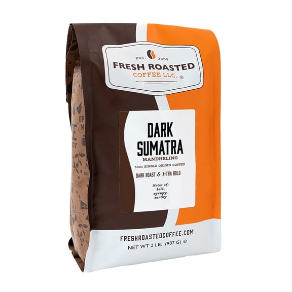 Fresh Roasted Coffee, Dark Sumatra Coffee, Dark Roast, Drip Ground, 32 oz 2 lbs