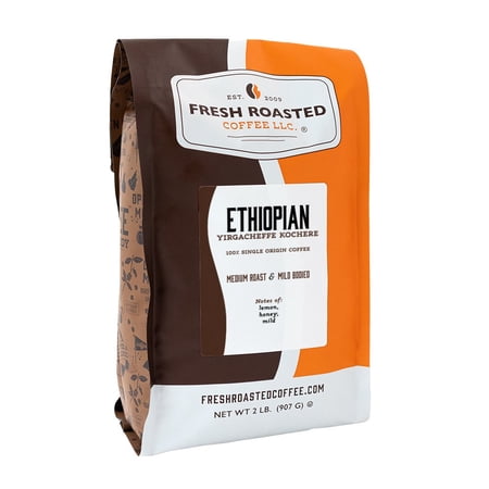 Fresh Roasted Coffee, Ethiopian Yirgacheffe Coffee, Medium Roast, Drip Ground, 32 oz 2 lbs