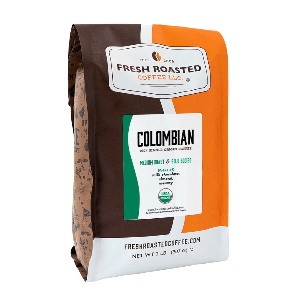 Fresh Roasted Coffee, Organic Colombian Coffee, Medium Roast, Drip Ground, 32 oz 2 lbs