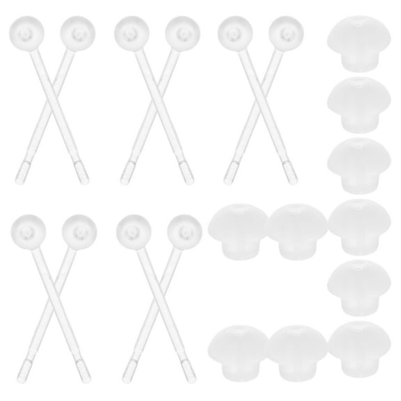 FRCOLOR 1 Box Clear Ear Spacers with Backs Invisible Plastic Earrings Resin Ear Hole Retainers Mini Piercing Jewelry for Men and Women