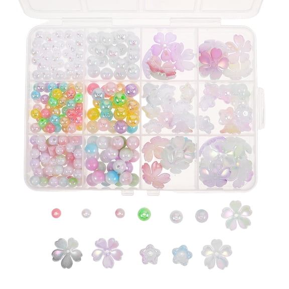 FRCOLOR 1 Box Jewelry Making Beads Kit Diy Beads For Bracelets Phone Charms Jewelry Making Supplies Round And Flower Shaped Loose Spacer Beads For Creative Crafting