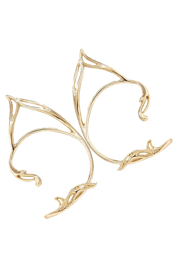 Elegant Elf Ear Cuffs Golden Color Non Piercing Jewelry for Women 1 Pair 2.8x1.7x0.2in
