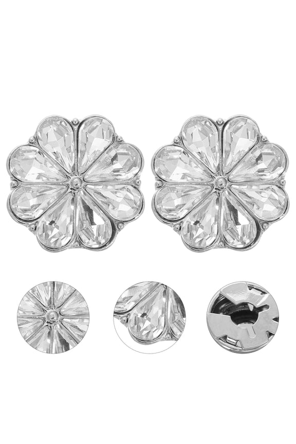 1 Pair Of Flower Shirt Cufflinks Rhinestones Cuff Buttons Decorative Shirt Studs Metal Cuff Links Business Suit Cufflinks Flower Tuxedo Cufflinks