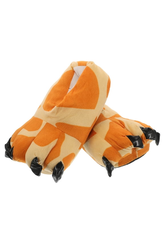 1 Pair Giraffe Paw Slippers Funny Giraffe Slippers Winter Warm Soft Indoor Floor Slippers Plush Animal Slippers Shoes Halloween Christmas Party Cosplay Prop For Women Men Children
