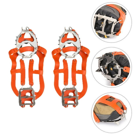 FRCOLOR 1 Pair Ice Claws 18 Teeth Claws Strap Stainless Steel For Winter Season