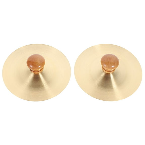 TAILTOSS 1Pair Small Copper Rhythm Percussion Cymbals Golden Musical Handheld Instrument for Band and Party