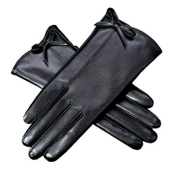 WRISTBIQUE Women's Warm Gloves Black Fluff 1 Pair 9.4x3.7in