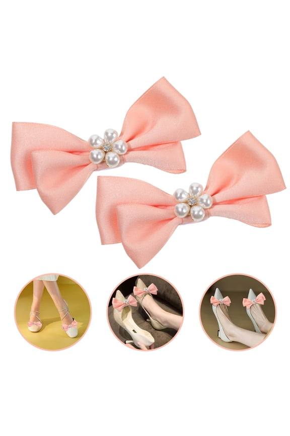 1 Pair Pink Bow Shoe Clips for Wedding Decorative Accessories
