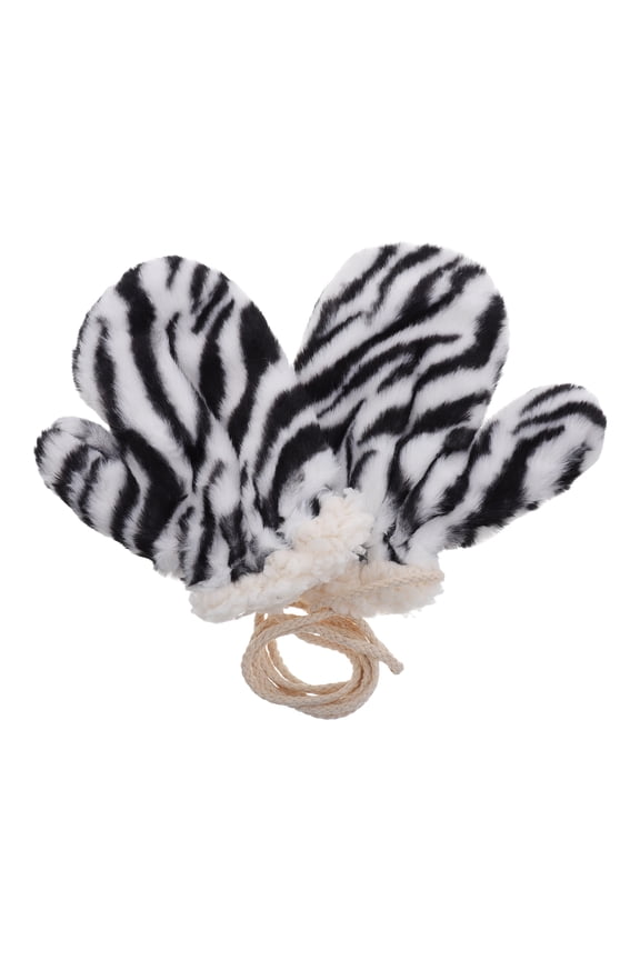Warm Mittens with ng Zebra Print Polyester Flannel for Winter Use