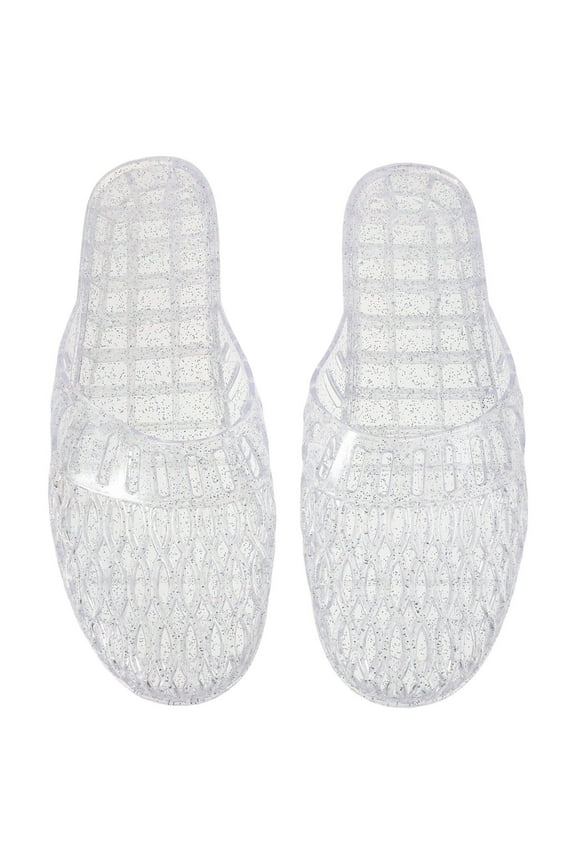 1 Pair Women Slide Shoes Transparent Flats Slippers Non Slip Spa Slippers Summer Beach Slippers Clear Flats Beach Shoes Waterproof Slippers Size 38