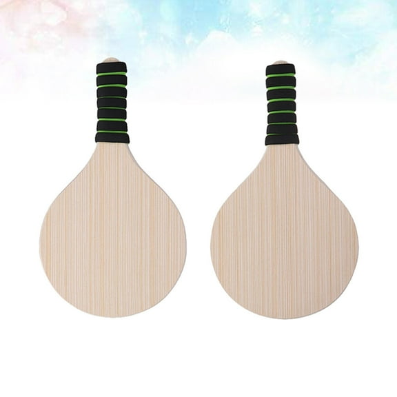FRCOLOR 1 Pair Wooden Beach Game Bat Badminton Racket for Outdoor Game Beach Party (Random Handle Color)