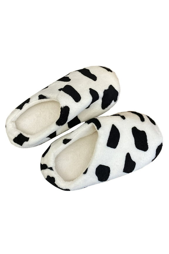 White Suede Winter Slippers Fuzzy Cozy Indoor Shoes Warm Soft Non- Sole 1 Pair