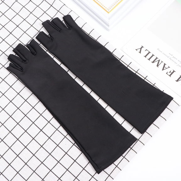 FRCOLOR 1 Pair of Durable Arm Covers for Men Ice Silk Black Long for Outdoor