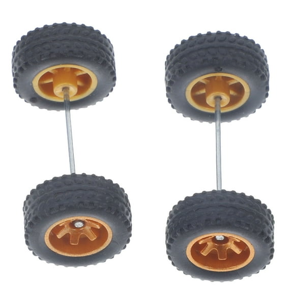 CIMAXIC 1Pair Golden Rubber Rc Car Wheels for 164 Scale Model with Easy Installation