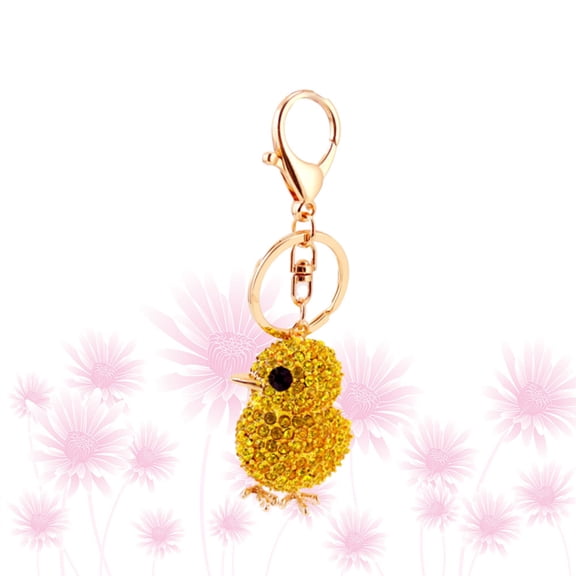 FRCOLOR 1Pc Creative Yellow Chicken Keychain with Rhinestone Inlaid for Stylish Bag Hanging