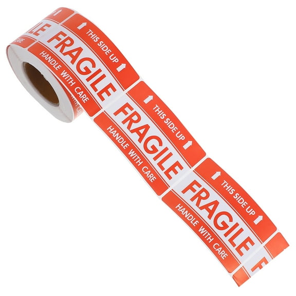 FRCOLOR 1 Roll Red Fragile Label Stickers For Shipping High Visibility And Adhesive Warning Label Shipping Stickers For Logistics Moving And Packaging