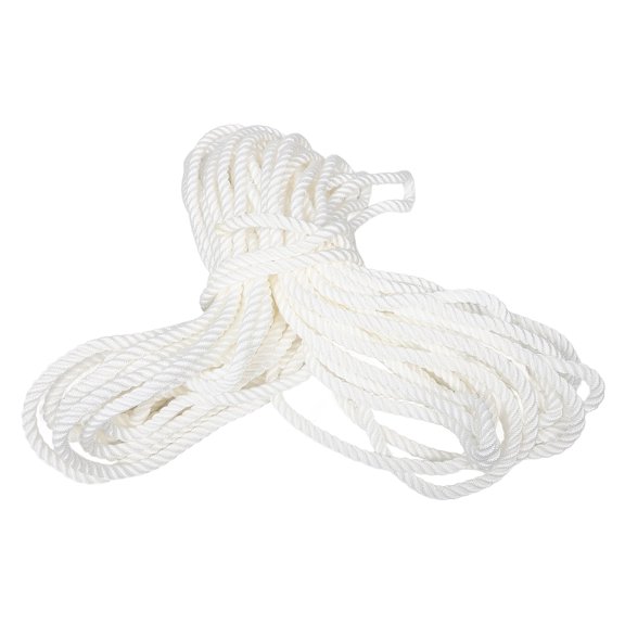 FRCOLOR 1 Roll White 12mm Marine Grade Nylon Rope for Boat Docking and Mooring Boat Dock Line