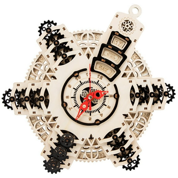 FRCOLOR 1 Set 3D Wooden Puzzles Clock 3D Wooden Clock Puzzle Kit DIY Puzzle Kit DIY Clock Model