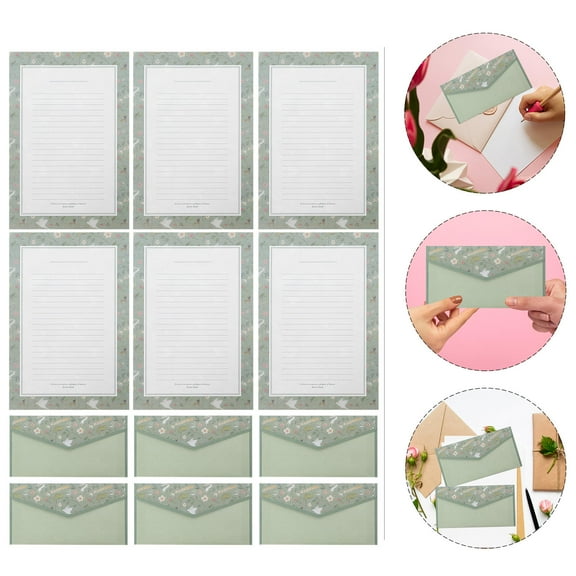 FRCOLOR 1 Set Cute Floral Writing Paper and Envelopes Lined Stationery for Girls Ideal for Letter Writing and Invitations
