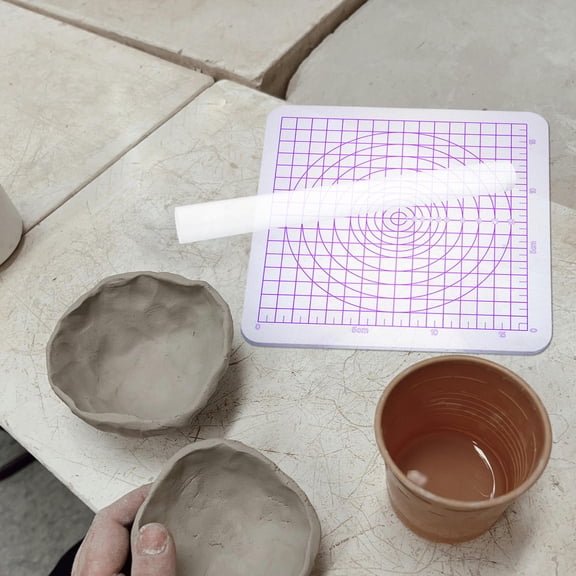 FRCOLOR 1 Set DIY Clay Craft Tools Acrylic Pressing Board and Rolling Rod for Pottery Sculpting Backing Board with Grid Clay Roller