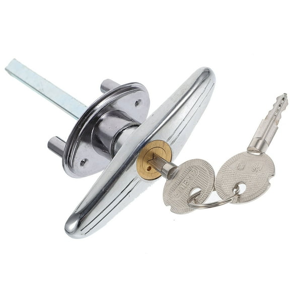 FRCOLOR 1Set Plated Silver Shed Door Hardware Lock Kit with Locking T-Handle for Home Security
