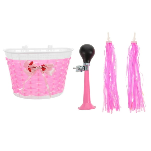 FRCOLOR 1 Set Girls Bike Decorations Front Basket Handlebar Streamers Horn Kid Bicycle Accessories Tassel Ribbon Bicycles Bell For Scooters