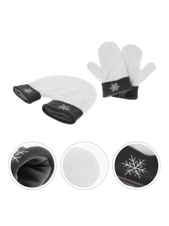 Couple Gloves for Holding Hands, Soft Polar Fleece, Stylish Snowflakes, Warm Wear 1Set