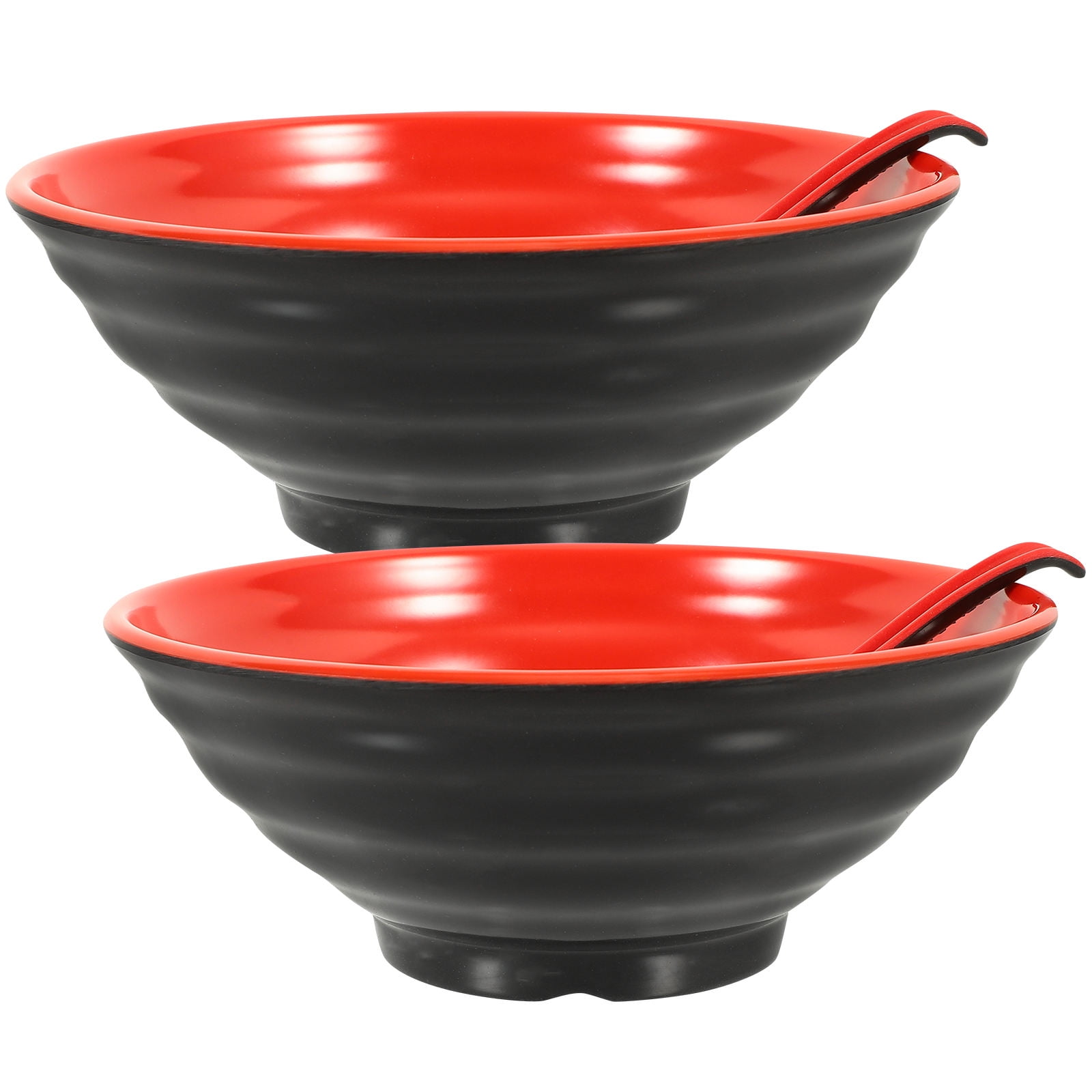 PAMINGONO Set of 2 Red Round Ramen Noodle Bowls 7.4 for Bars and Restaurants
