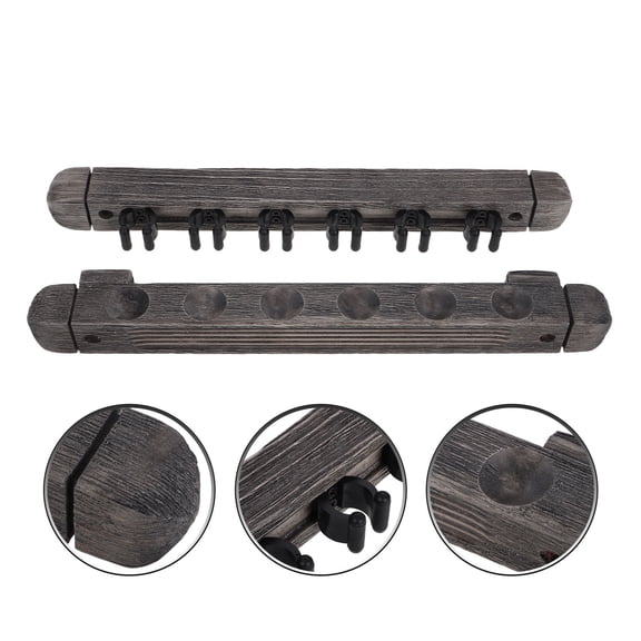 FRCOLOR 1 Set Pool Cue Stick Holder Pool Stick Holder Wall Mount Wooden Billiard Cue Rack for Game Room Pool Sticks Stand Billiards Accessories (6 Cues)