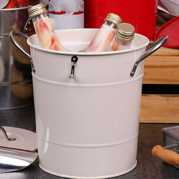 PAMINGONO Large Capacity Ice Bucket Galvanized Metal Nightclubs 1 Set 7.9X7.7X7.7In