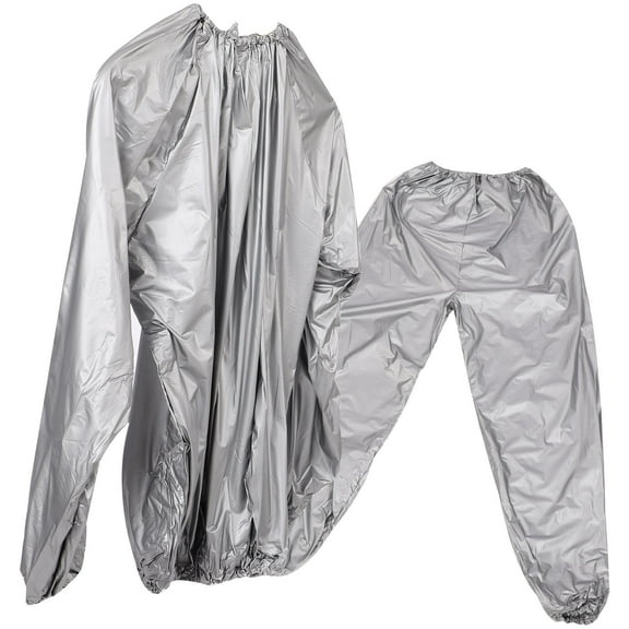 FRCOLOR 1 Set Sauna Suit Pants for Women and Men Silver Polyethylene Fiber 59x26x0.2in