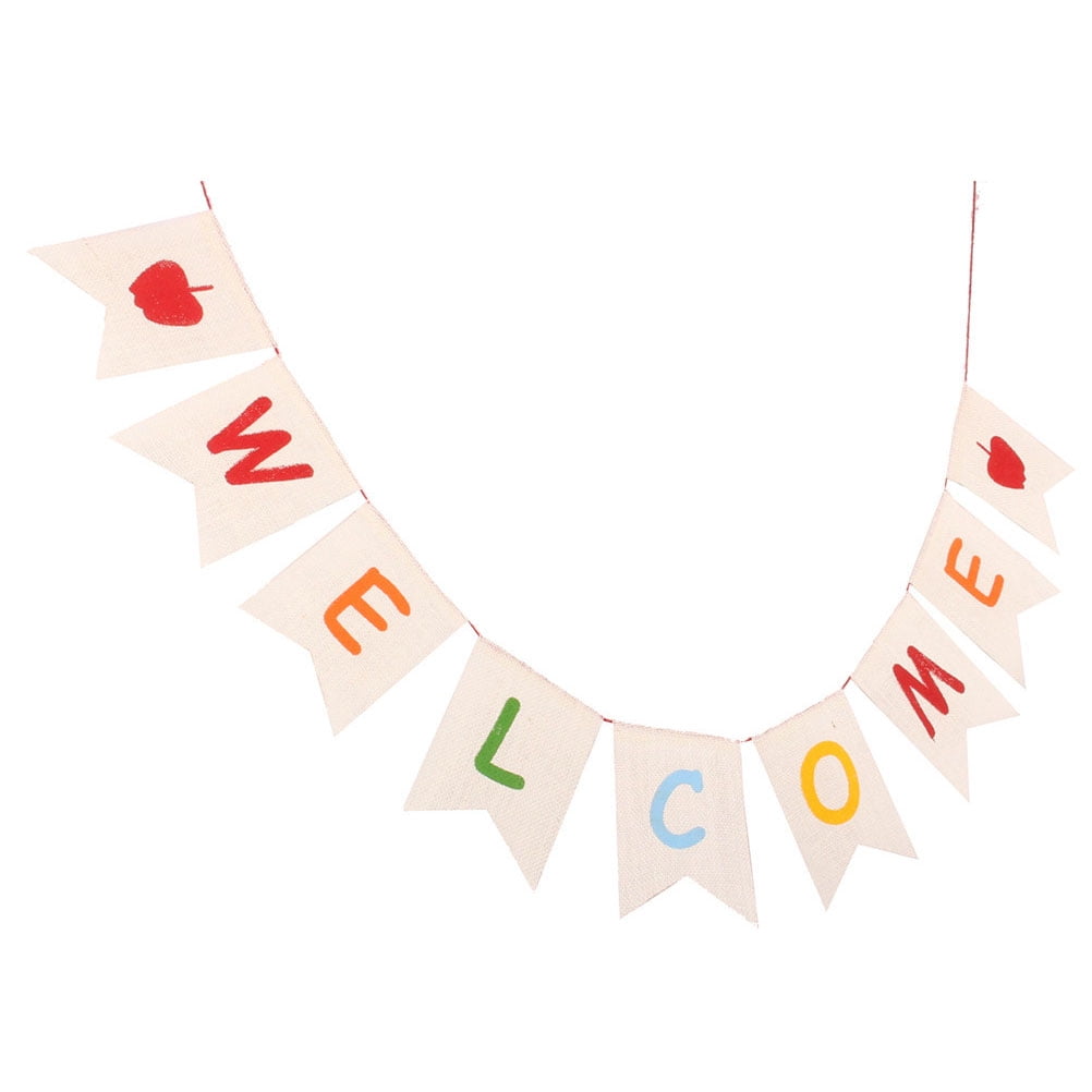 LABSERRON Linen Welcome Banners Multi-Colored 1 Set School Decor ...