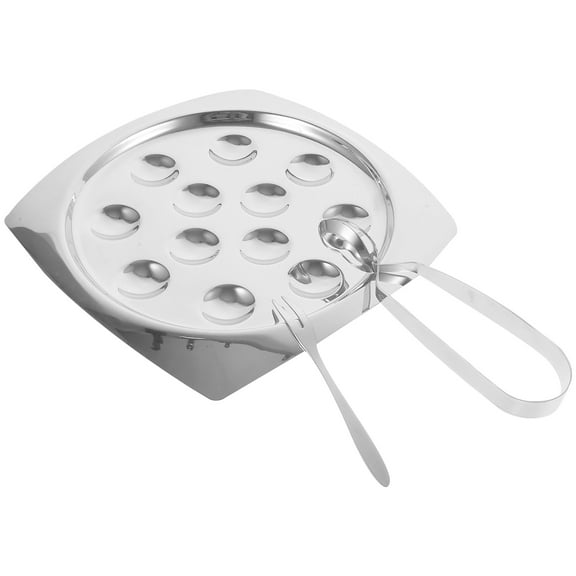 KAKOWELY Escargot Serving Plate Set Stainless Steel Silver 1 Set