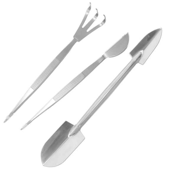 FRCOLOR Stainless Steel Bonsai Tweezers for Home Use with Ergonomic Handle and Double Sided Spade 1 Set