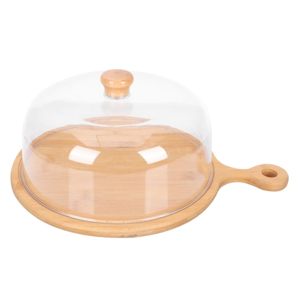 LABSERRON 1Set Cake Plate Cover Set with PP Lid and Wood Tray Perfect for Baking and Serving