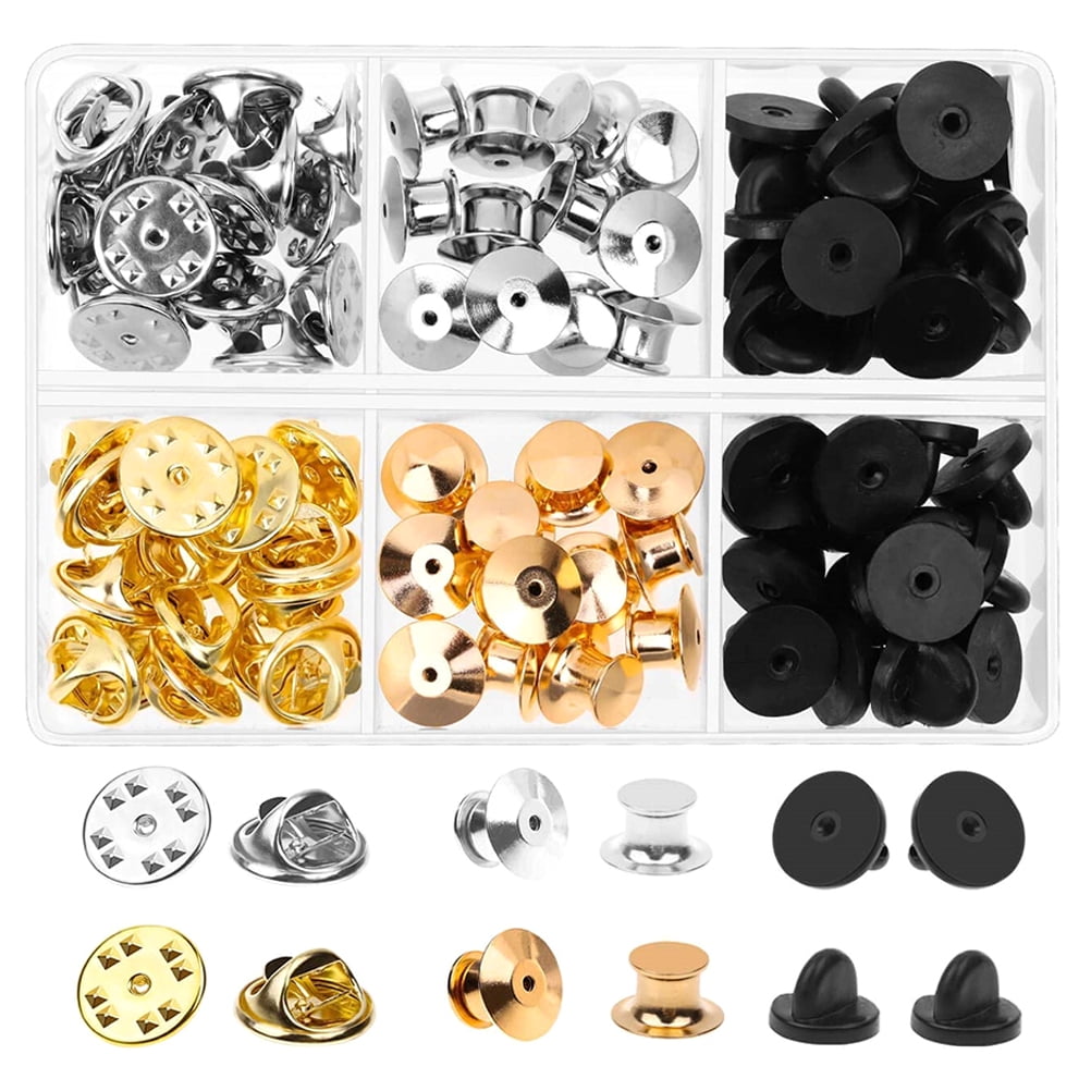 FRCOLOR 1 box of Pin Keepers Back Decorative Pin Back Clasp Replaceable Pin Backs Flat Round