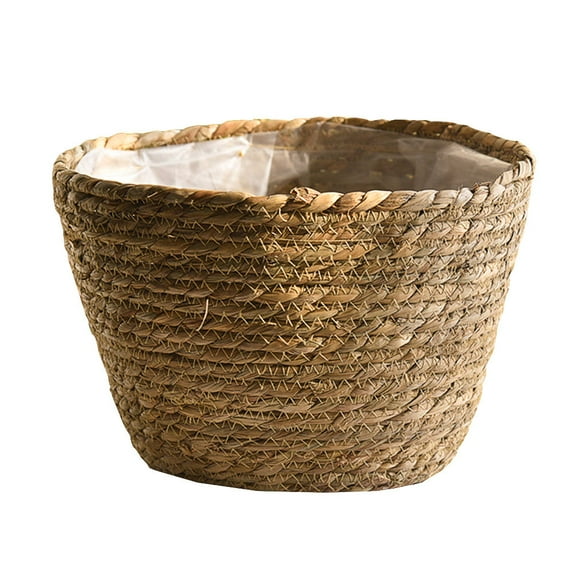 FRCOLOR 10 Inch Weaved Plant Pot Baskets Indoor Storage with Liner Seagrass Planter for Plants and Organizing