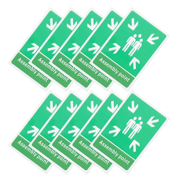 TAILTOSS 10Pcs Fire Exit Sign Stickers Self Adhesive High Visibility Green PVC Safety Sign for Shops