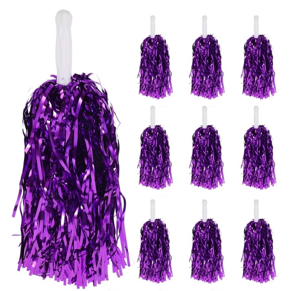FRCOLOR 10 Pcs/5 Pairs 25g Plastic Cheering Balls Squad Spirited Fun Cheerleading Kit Cheer Poms Cheerleaders Supples with Handle for Competition Cheering Sports Events (Purple)