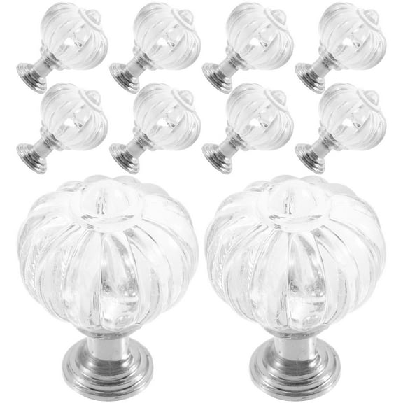 FRCOLOR 10 Pcs Acrylic Handle Cabinet Handles Knobs Doors Drawer Pulls Silver