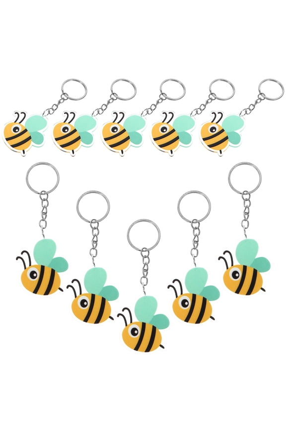 Bee Pendants Yellow Bee Keychain 10Pcs