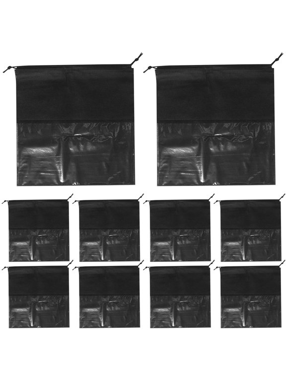Dustproof Boot Storage Pouches Nonwoven Material Multipurpose Drawstring Design Black 10Pcs