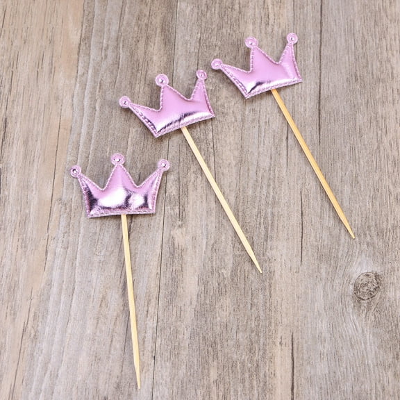 FRCOLOR 10 Pcs Cake Picks Cupcake Toppers Birthday and Princess Crown Pink