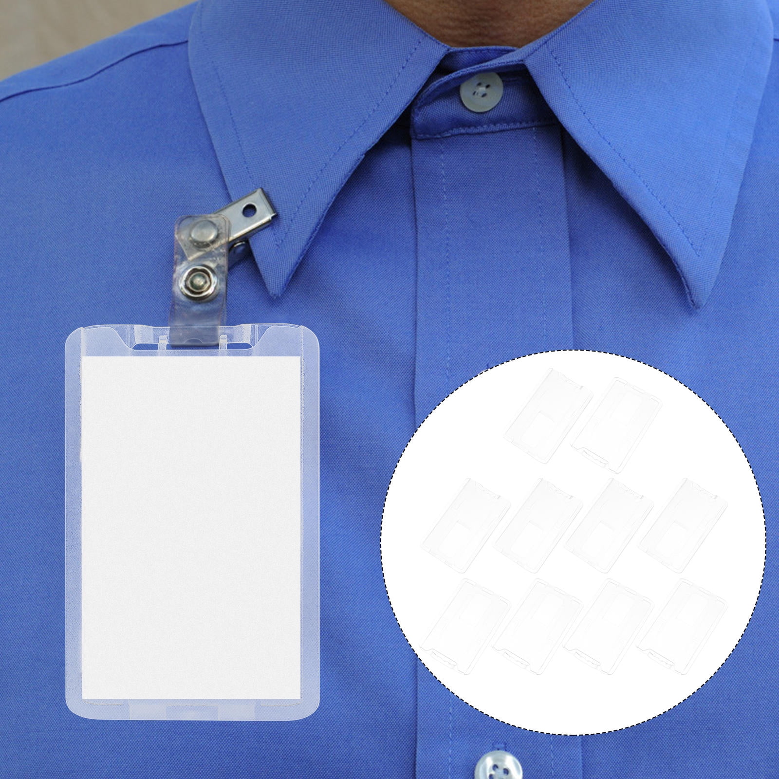 FRCOLOR 10 Pcs Clear Business Card Holder Badge Protector Student Nurse 10X7X0.5CM White