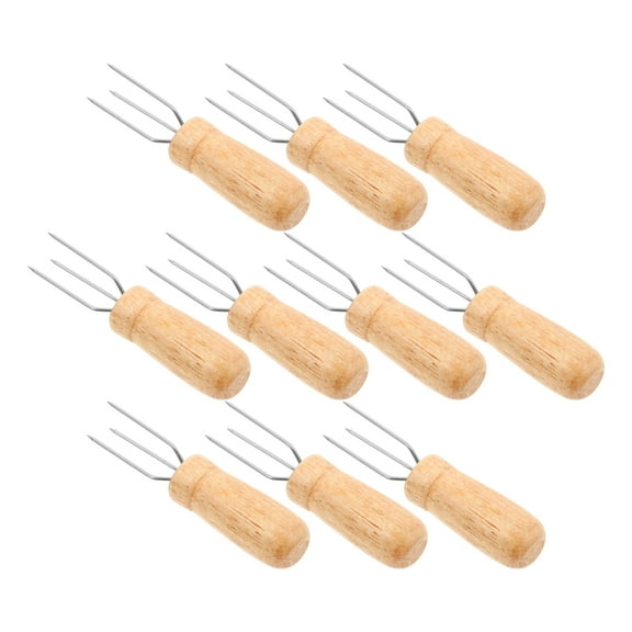 FRCOLOR 10 Pcs Corn Butterer for on The Cob Holders Bar Wire Flip Light Brown