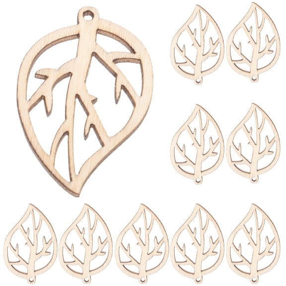 LABSERRON 10Pcs Unfinished Wooden Leaf Cutouts Smooth Surface for DIY Painting and Home Decoration