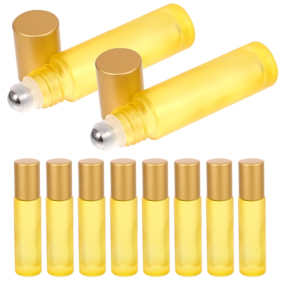 FRCOLOR 10 Pcs Essential Oil Roller Glass Roller Bottle .50X2.00X2.00CM Yellow