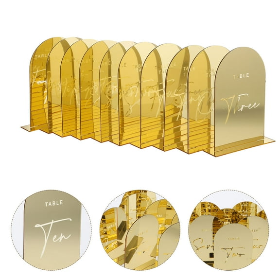 FRCOLOR  10 Pcs Gold DIY Wedding Table Number Place Card Sign